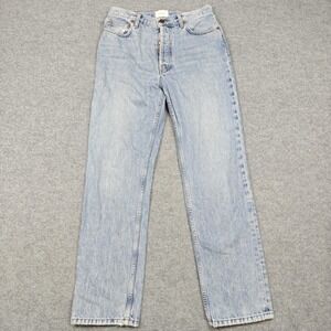 DÔEN Jeans Womens 28 Blue Light Wash High Rise Straight Organic Cotton Denim USA